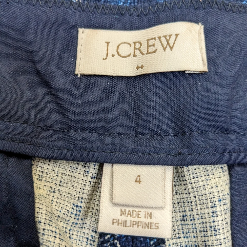 NEW J. Crew Blue Ikat Medallion Gauzey Chino Shorts Size 4